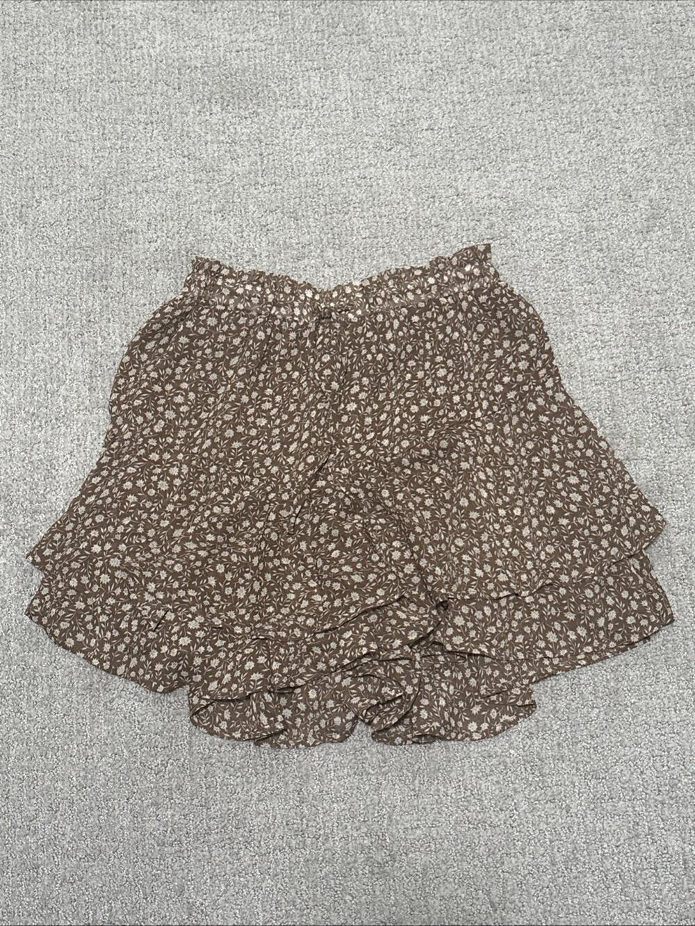 Somer Women’s brown floral skort high-waisted elastic design Size Small